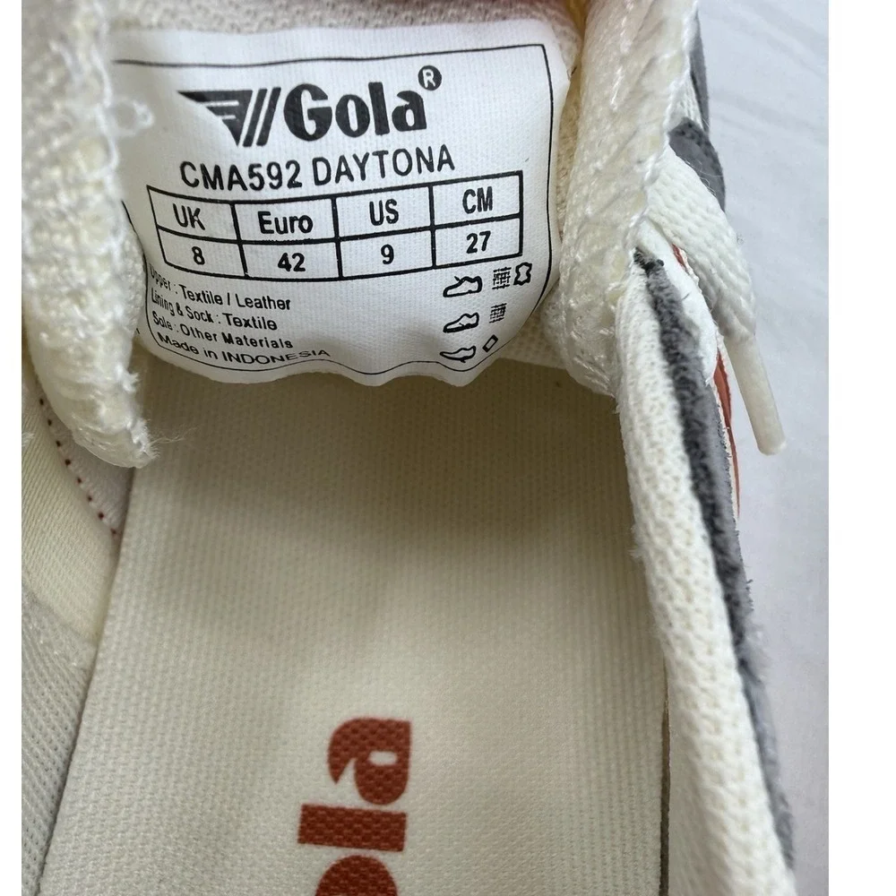 Gola Daytona Sneakers Mens US 9 EU 42 White Orange Gray Retro Shoes NO BOX
